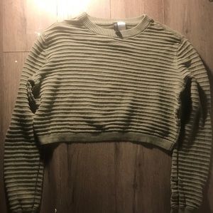 Olive Green Crop Sweater